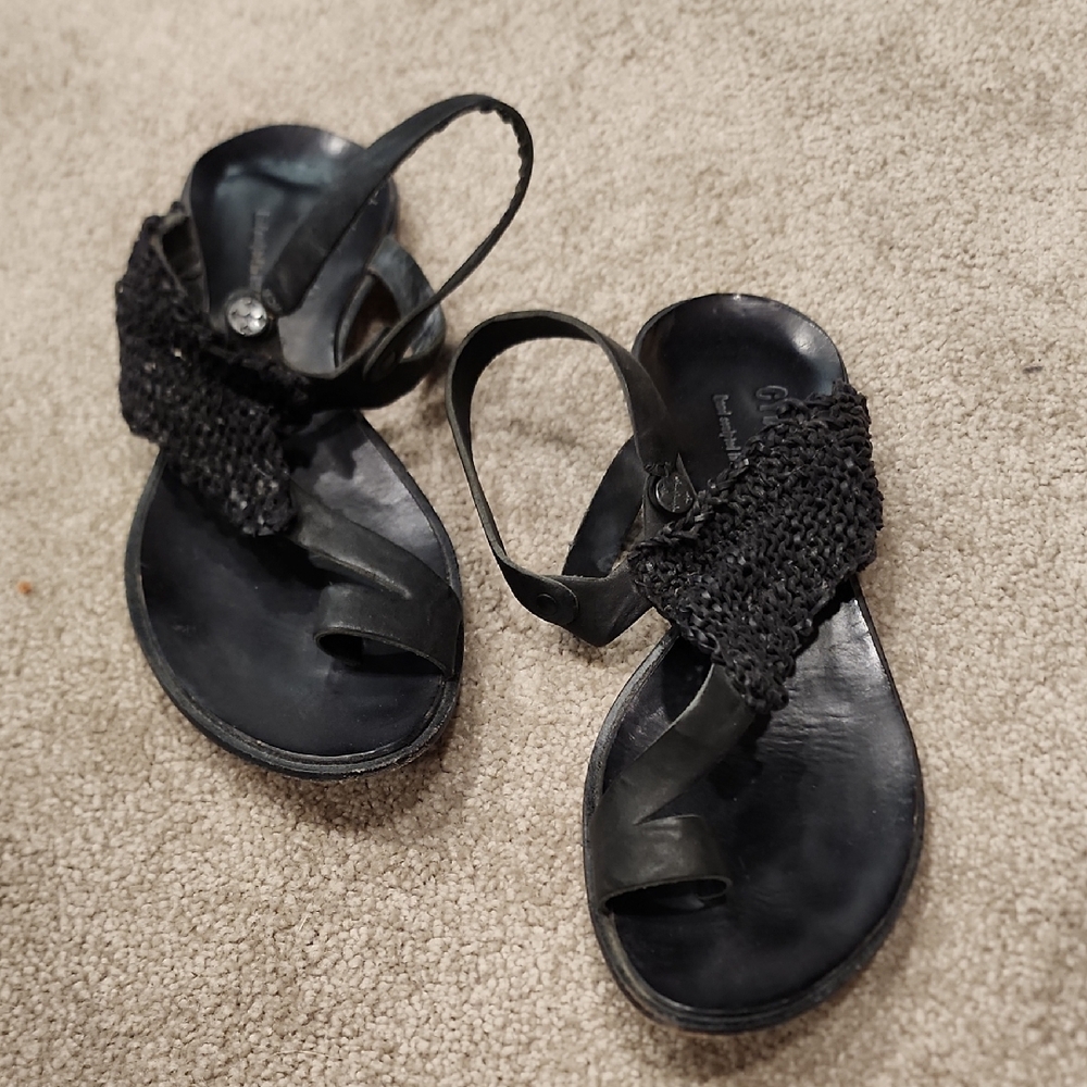 Black Minimalist Thong Sandals